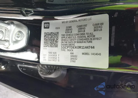 2024 Chevrolet Colorado 4Wd Z71 z USA, uszkodzony, nr VIN 1GCPTDEK0R1144744